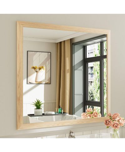 Amorho Bathroom Mirror, 40" x 38" Inch Thick Metal Framed Wall Mirrors for Bedroom, Rectangle Wall-Mounted Mirrors (Horizontal/Vertical)
