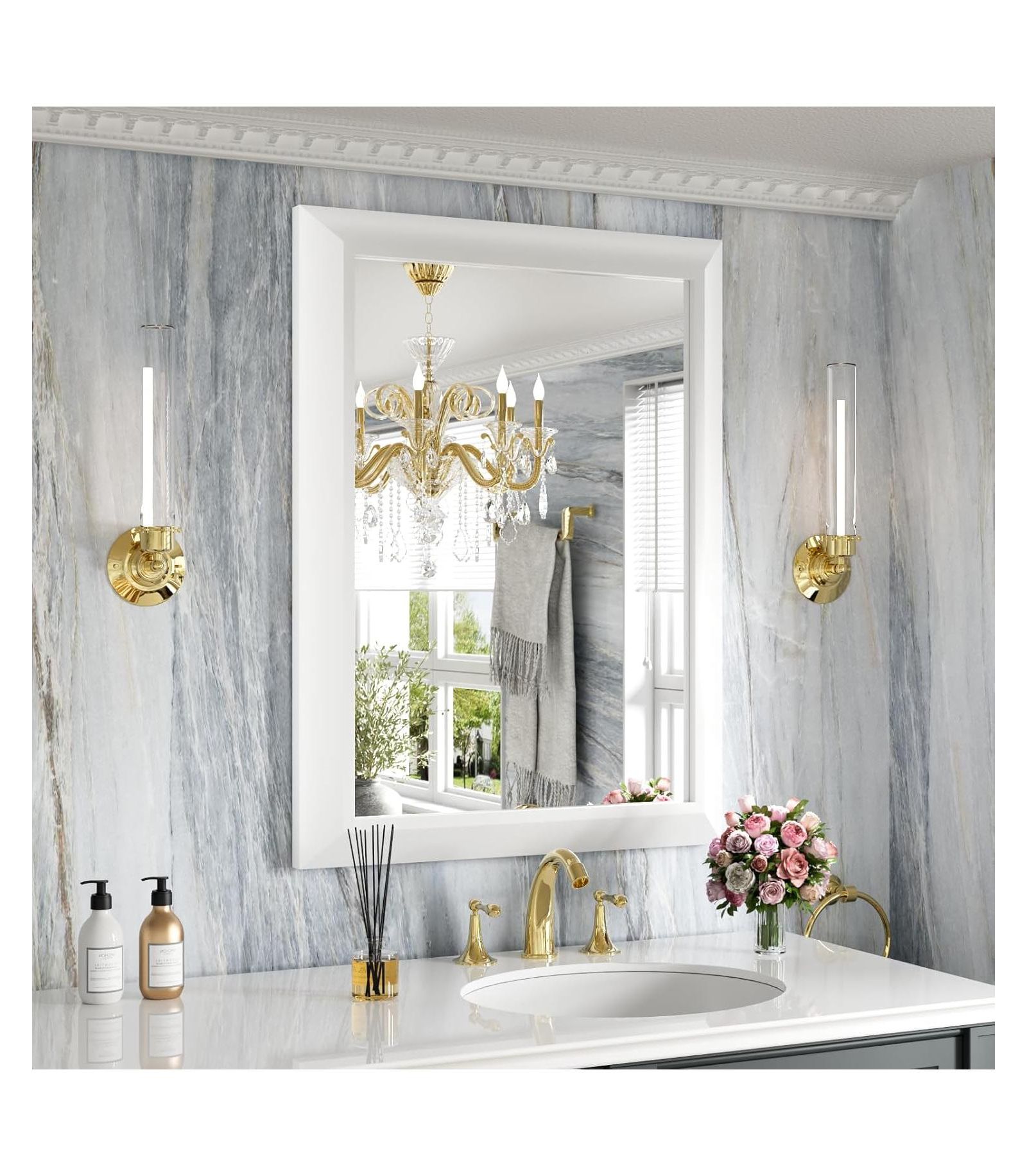 Зеркало для ванной комнаты Amorho 32" x 24" с металлической рамой