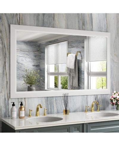 Amorho Bathroom Mirror, 50" x 30" Inch Thick Metal Framed Wall Mirrors for Over Sink, Bedroom, Living Room, Entryway, Rectangle Wall-Mounted Mirrors
