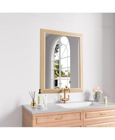 Amorho Bathroom Mirror, 32" x 24" Inch Thick Metal Framed Wall Mirrors for Over Sink, Bedroom, Living Room, Entryway, Rectangle Wall-Mounted Mirrors in Light/Pastel Yellow(Horizontal/Vertical)