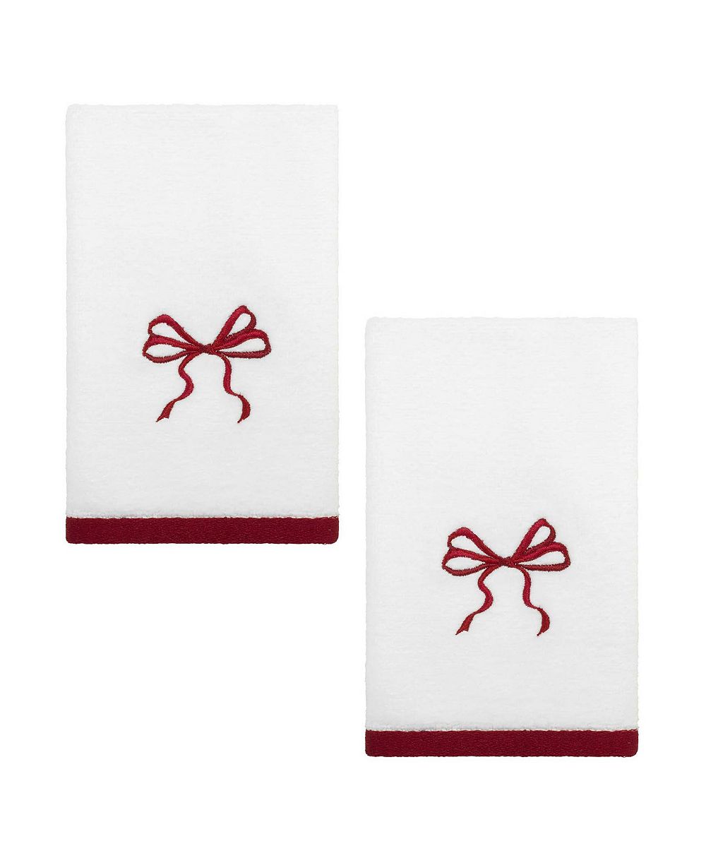 Avanti Christmas Bows Cotton 2-Pc. Fingertip Towel Set, 18" x 11"