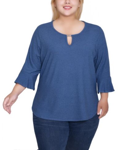 Топ NY Collection Plus Size 3/4 Bell Sleeve