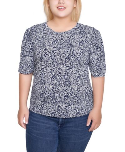 Топ NY Collection Plus Size с коротким рукавом и круглым вырезом