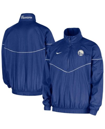 Nike Men's Royal Golden State Warriors Courtside Wind Runner Woven Half-Zip Jacket