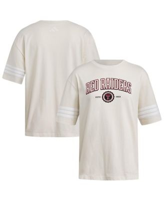 Adidas Women's Cream Texas Tech Red Raiders Fashion Three-Stripes Oversized T-Shirt