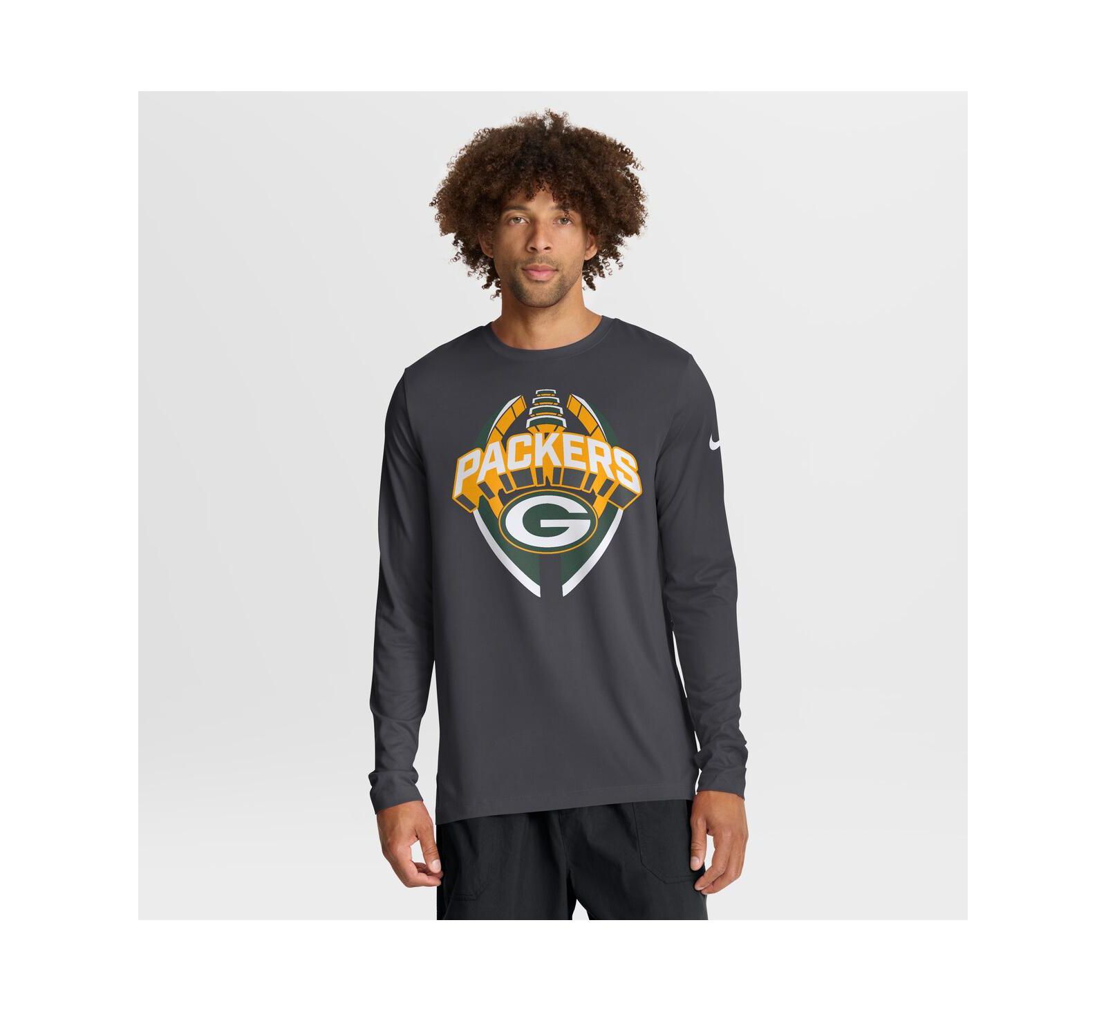Nike Men's Anthracite Green Bay Packers Primetime Legend Icon Performance Long Sleeve T-Shirt