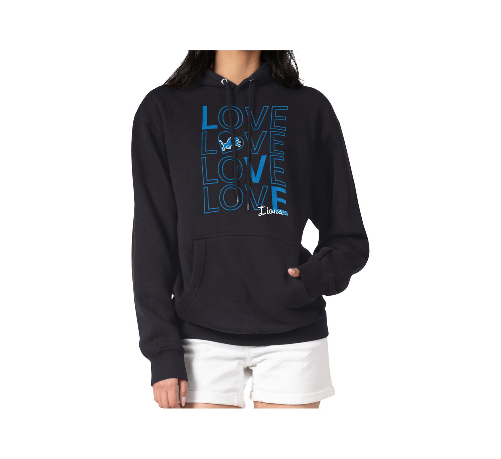 G-III 4Her by Carl Banks Women's Black Detroit Lions Love Team Fleece Tri-Blend Pullover Hoodie