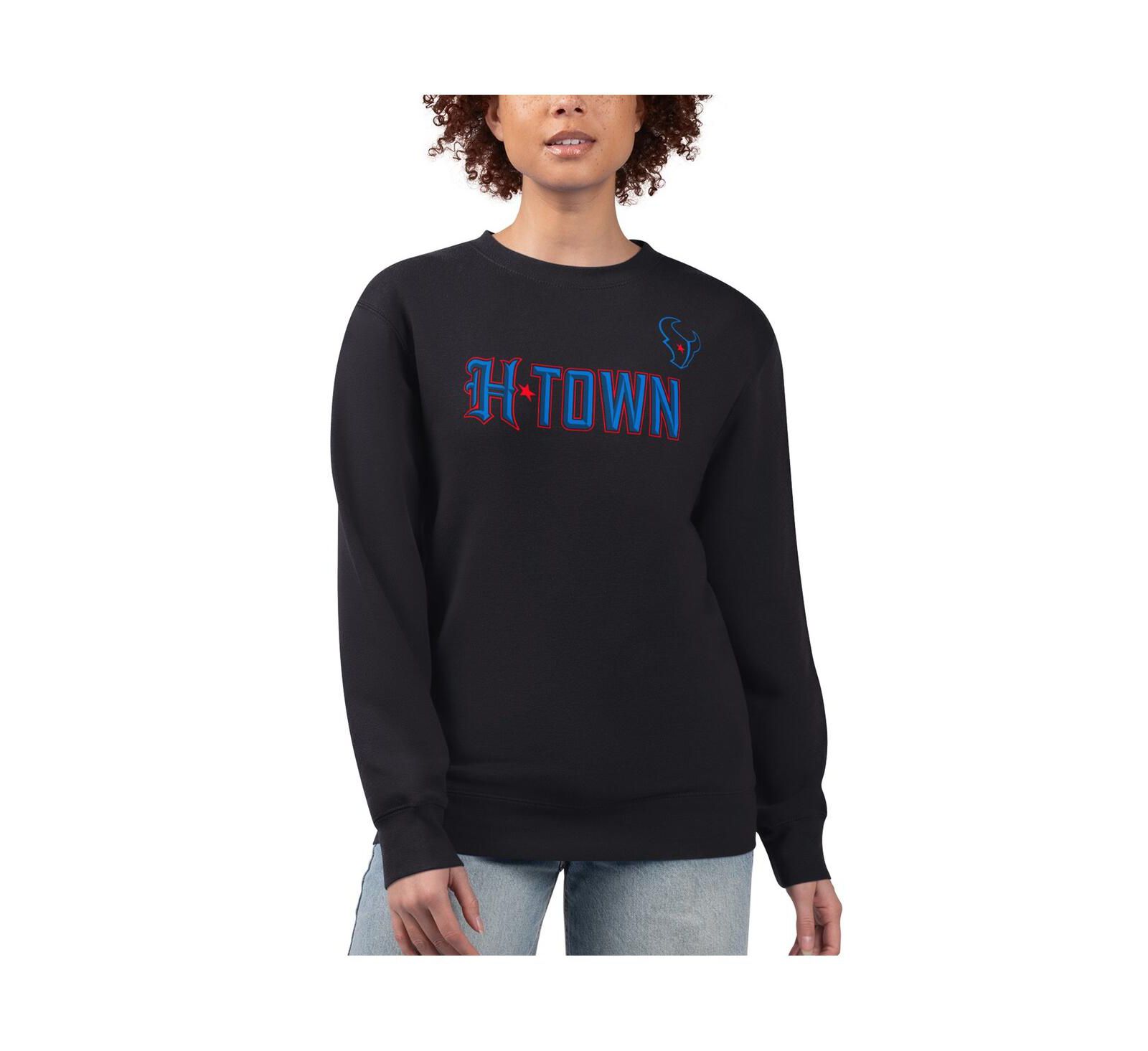G-III 4Her by Carl Banks Women's Black Houston Texans H-Town Fleece Pullover Sweatshirt