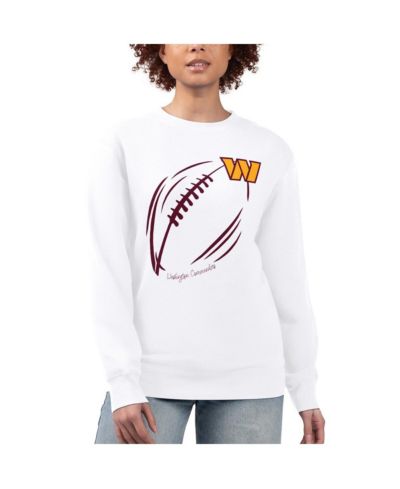 G-III 4Her by Carl Banks Women's White Washington Commanders Football Logo Graphic Fleece Tri-Blend Pullover Sweatshirt