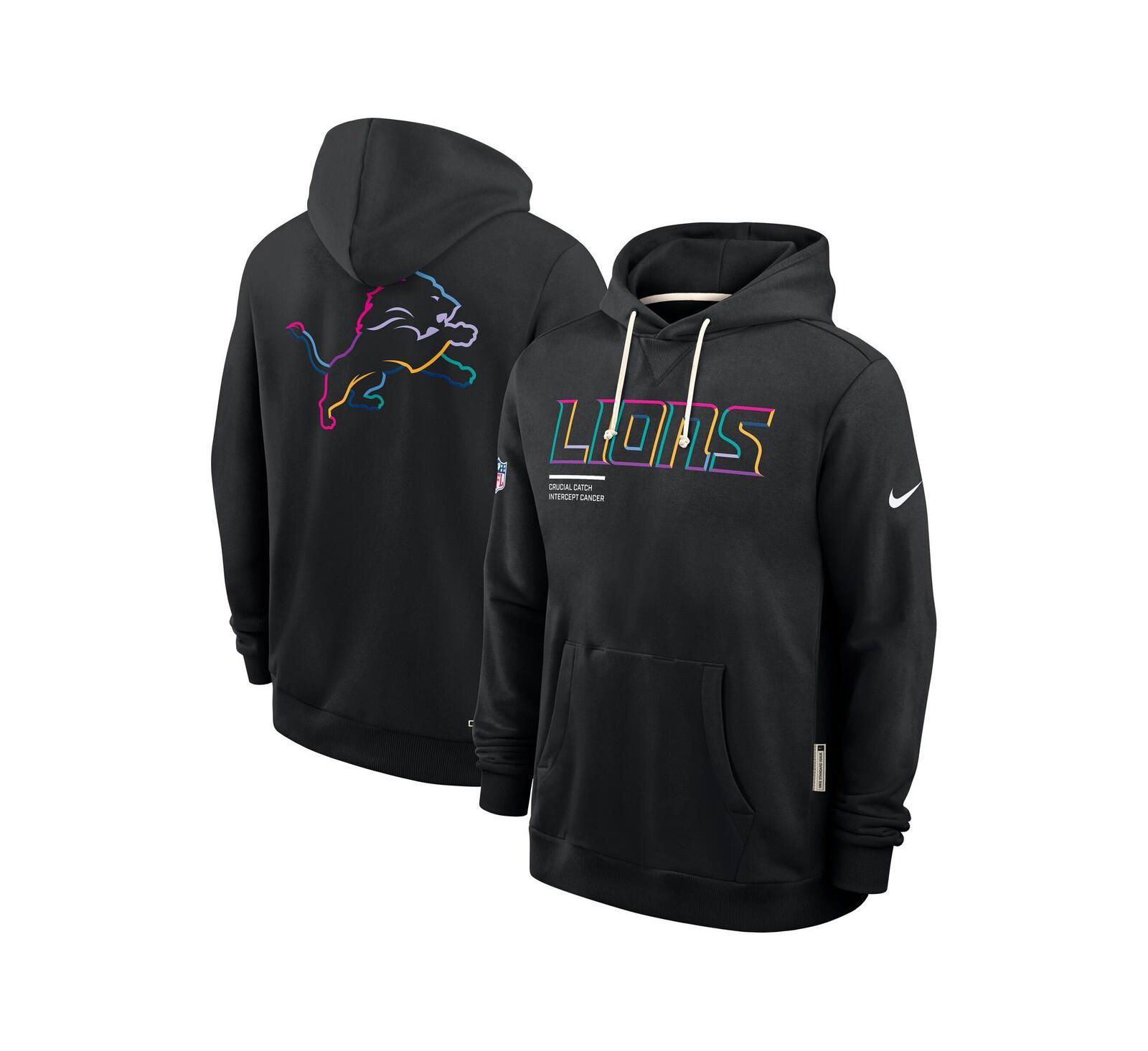 Nike Men's Black Detroit Lions Tall 2025 NFL Crucial Catch Sideline Standard Issue Dri-FIT Hoodie