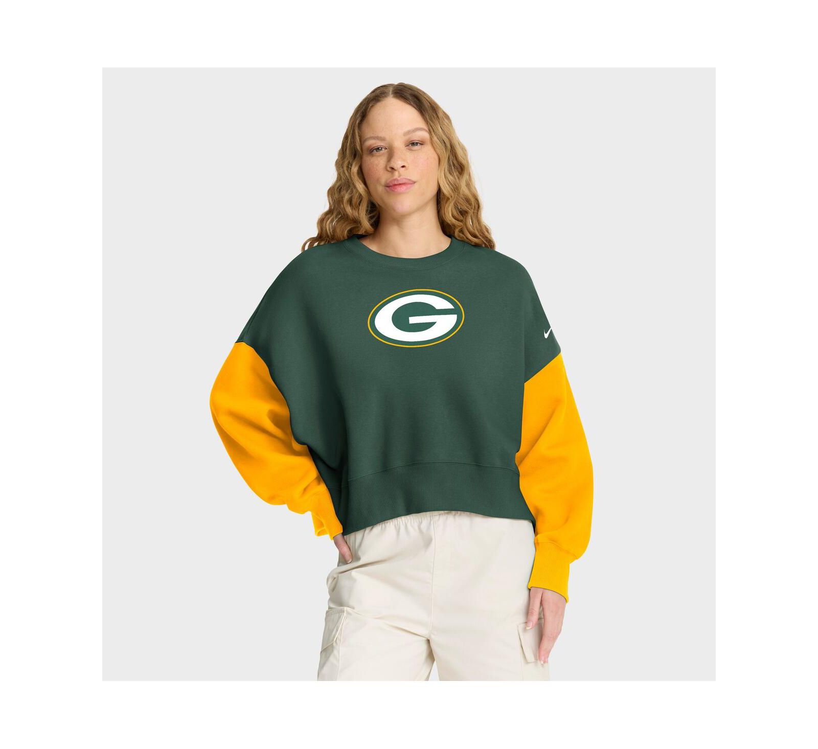 Женская безразмерная толстовка Nike Green Bay Packers Oversized Color Block Pullover Sweatshirt