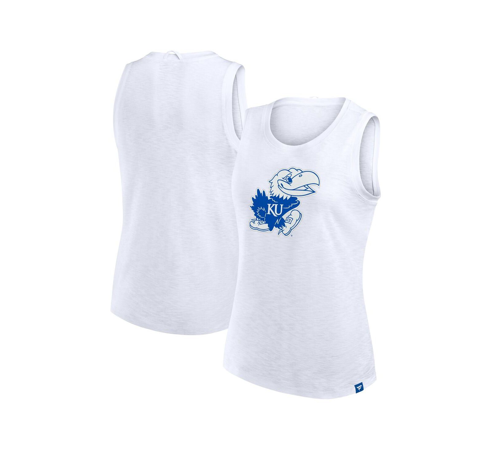 Женский топ Fanatics White Kansas Jayhawks Activate Slub Tank Top