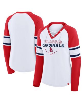 Fanatics Женская футболка Raglan Lace-Up V-Neck St. Louis Cardinals Blitz Package White/Red