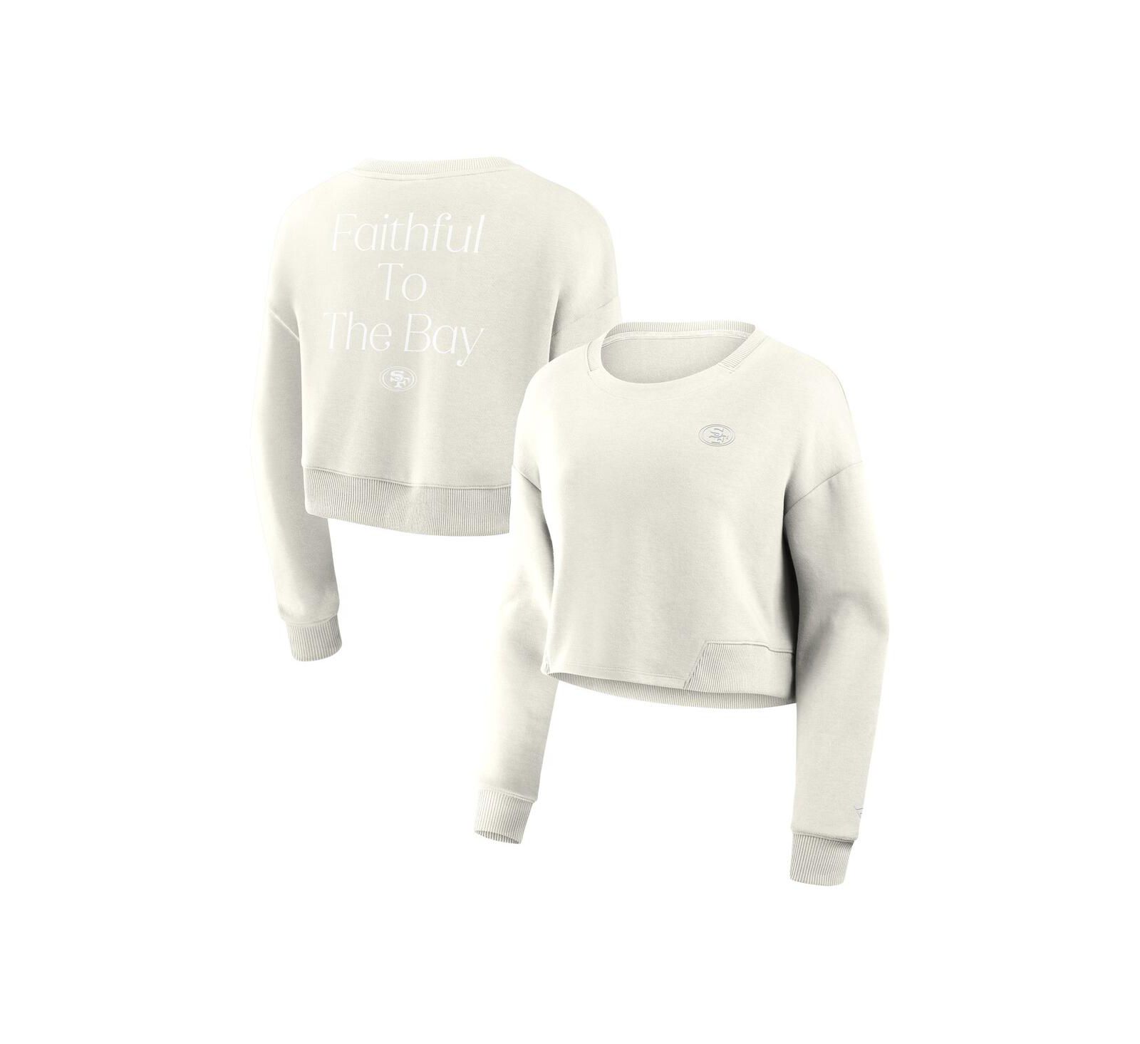 Fanatics Women's Cream San Francisco 49ers Studio Tri-Blend Cropped Pullover Sweatshirt