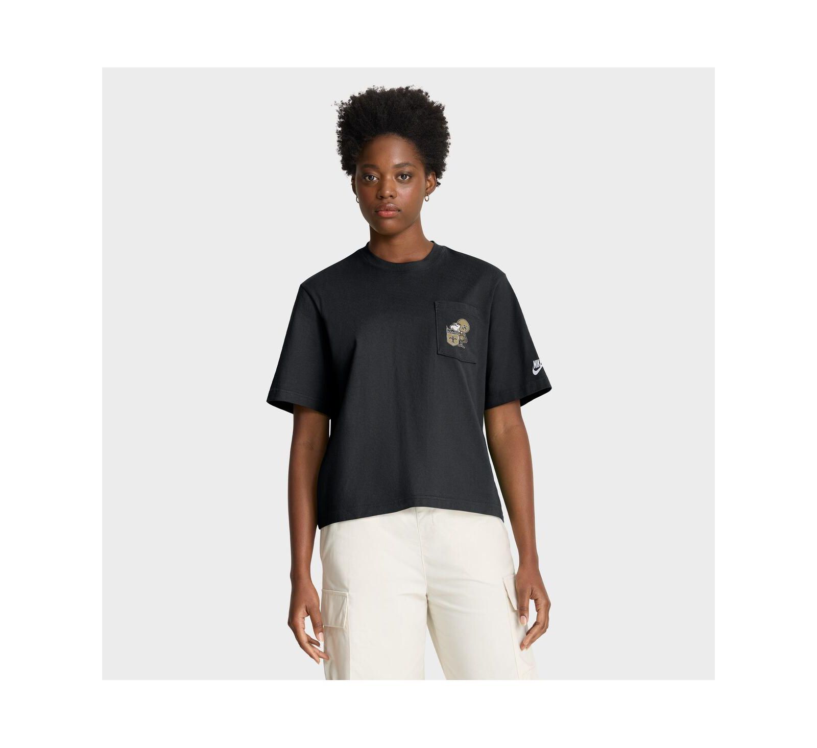 Nike Women's Black New Orleans Saints Rewind Pocket Boxy T-Shirt