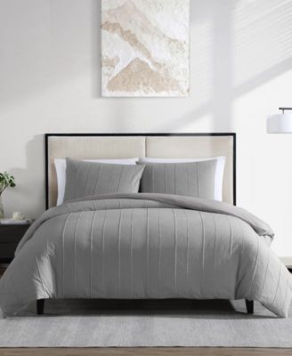 Vera Wang Woven Tucks Jacquard 3-Pc. Duvet Cover Set, King