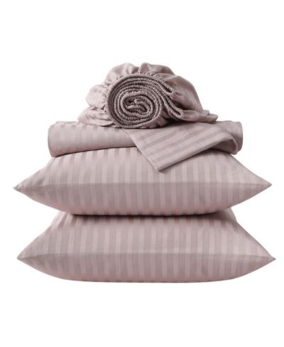 Vera Wang Набор из 4 простыней с полоской Dobby, 290-Thread Count Cotton, Queen