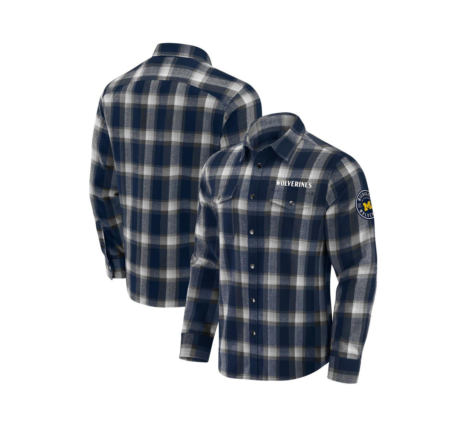 Мужская фланелевая рубашка Darius Rucker Collection by Fanatics Navy Michigan Wolverines Team Plaid Full-Snap
