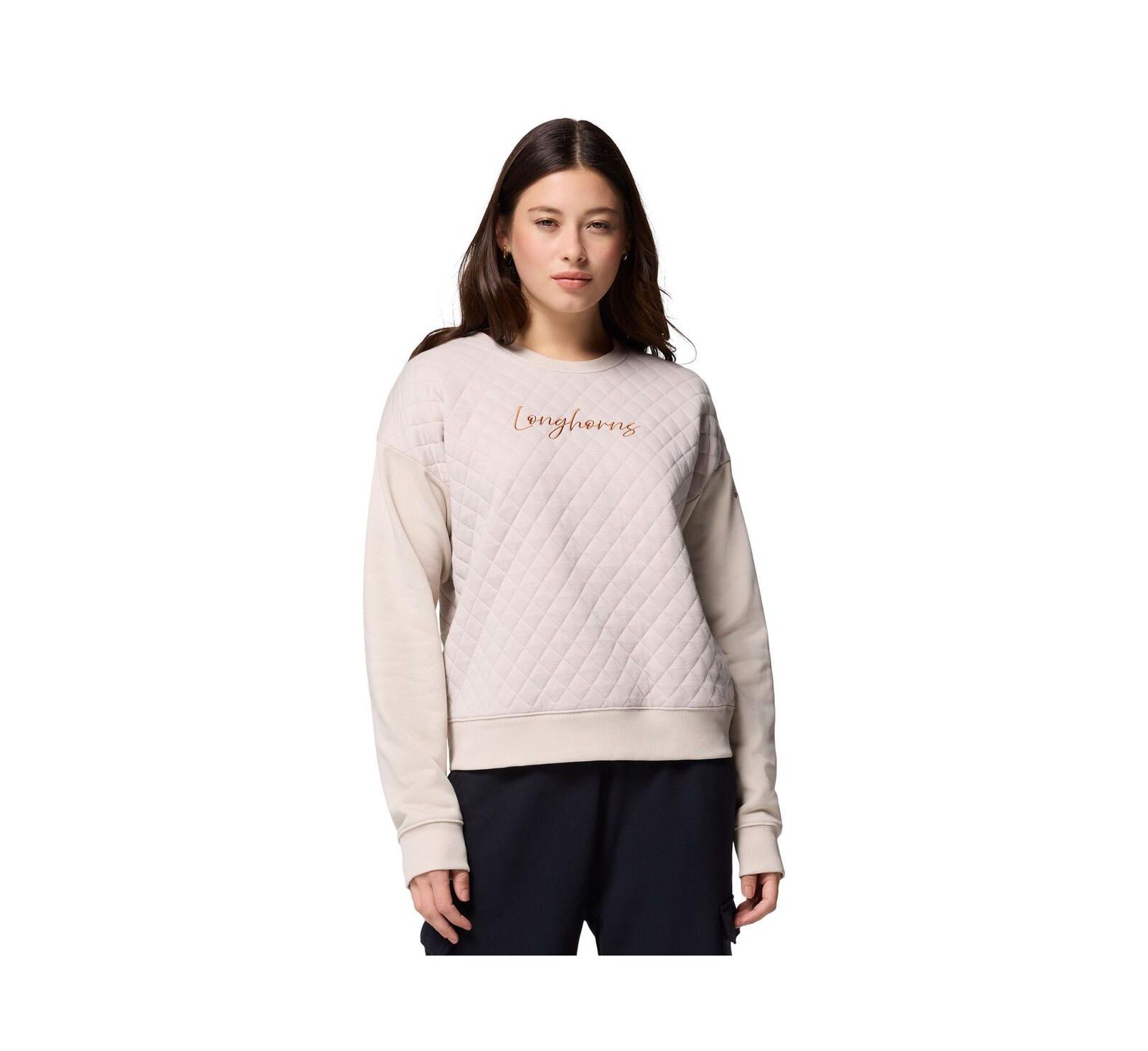 Columbia Women's Cream Texas Longhorns Collegiate Hart Mountain Quilted Sweatshirt