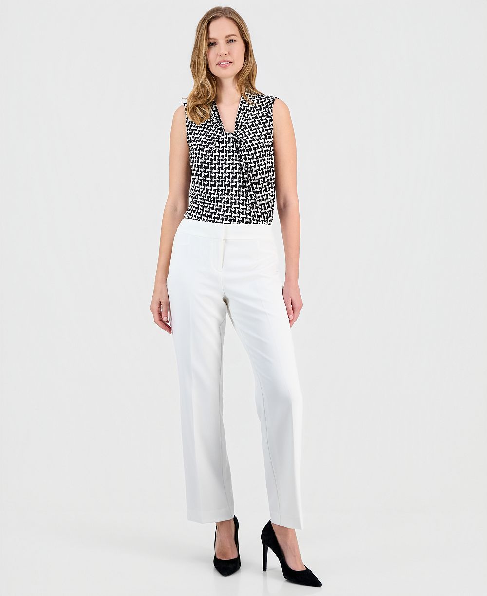 Kasper Women's Stretch Crepe High-Rise Straight Pants, Regular & Petite