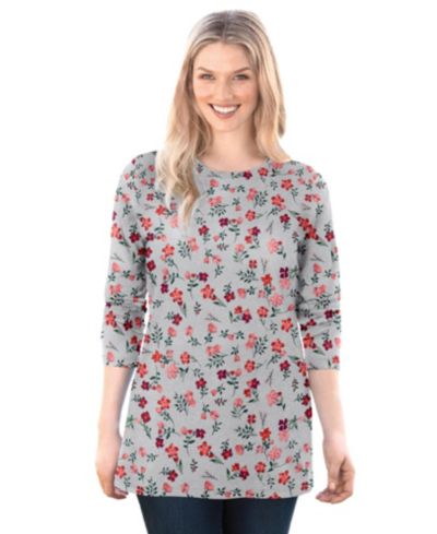 Woman Within Plus Size Printed футболка с длинным рукавом