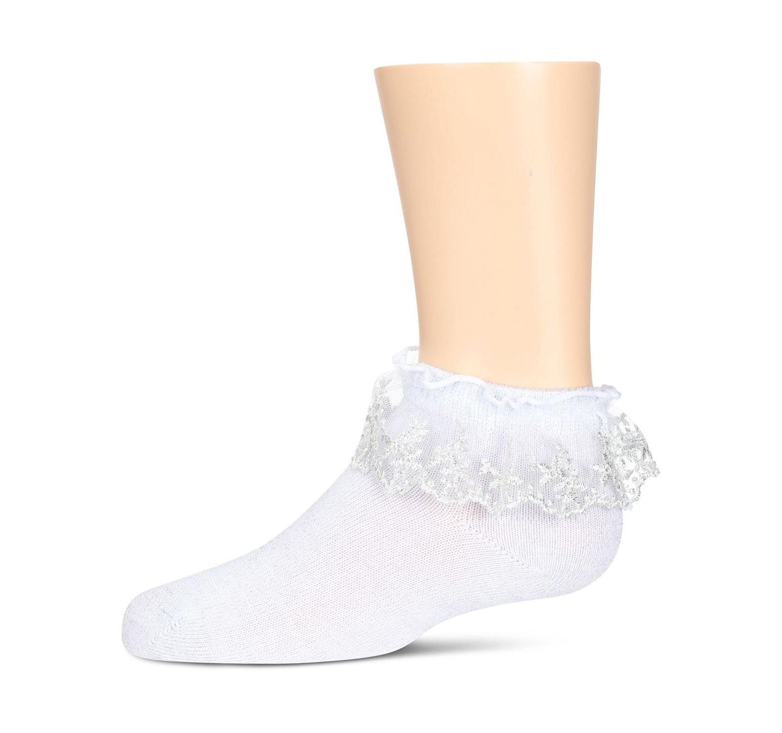 Memoi Little Girls Step and Shimmer Ruffle Anklet Socks