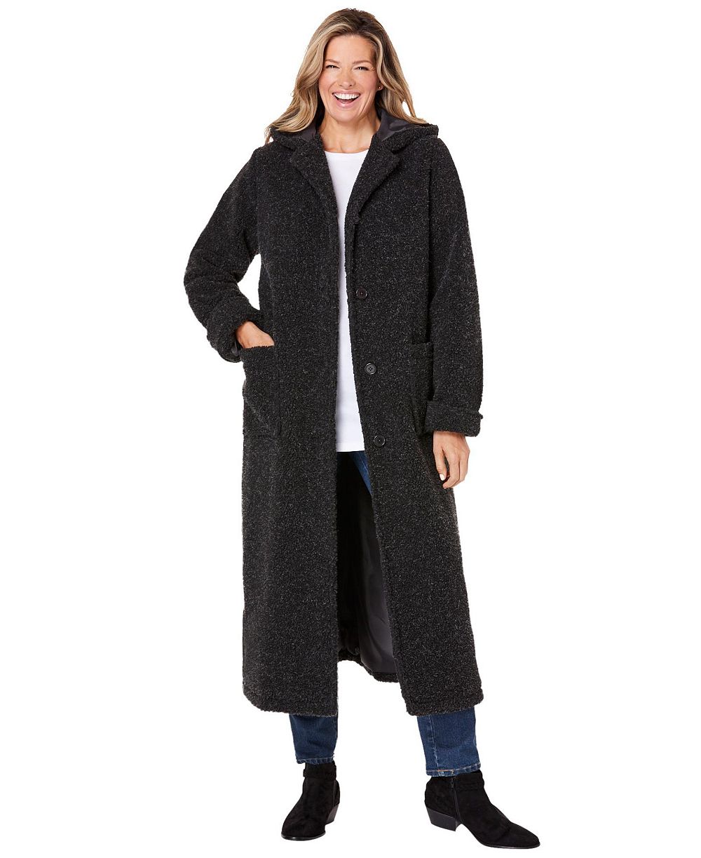 Woman Within Women's Within Within Long Hooded Berber Fleece Coat
