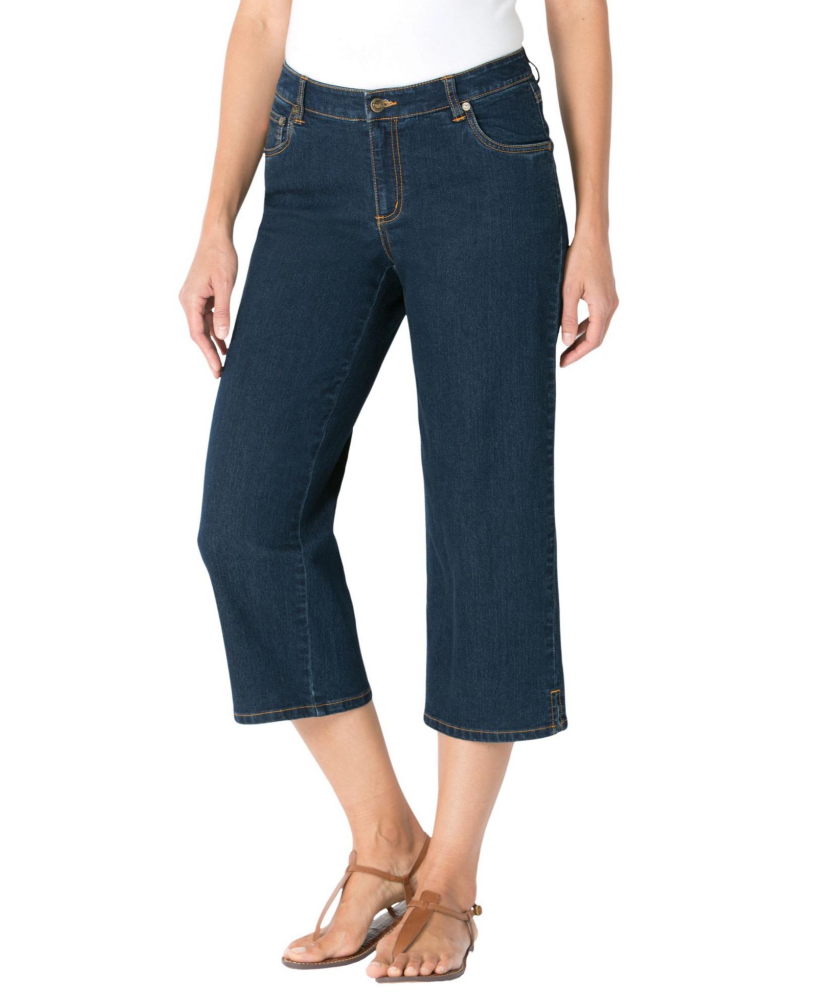 Woman Within Women's Within Stretch Denim Five-Pocket Capri Jeans