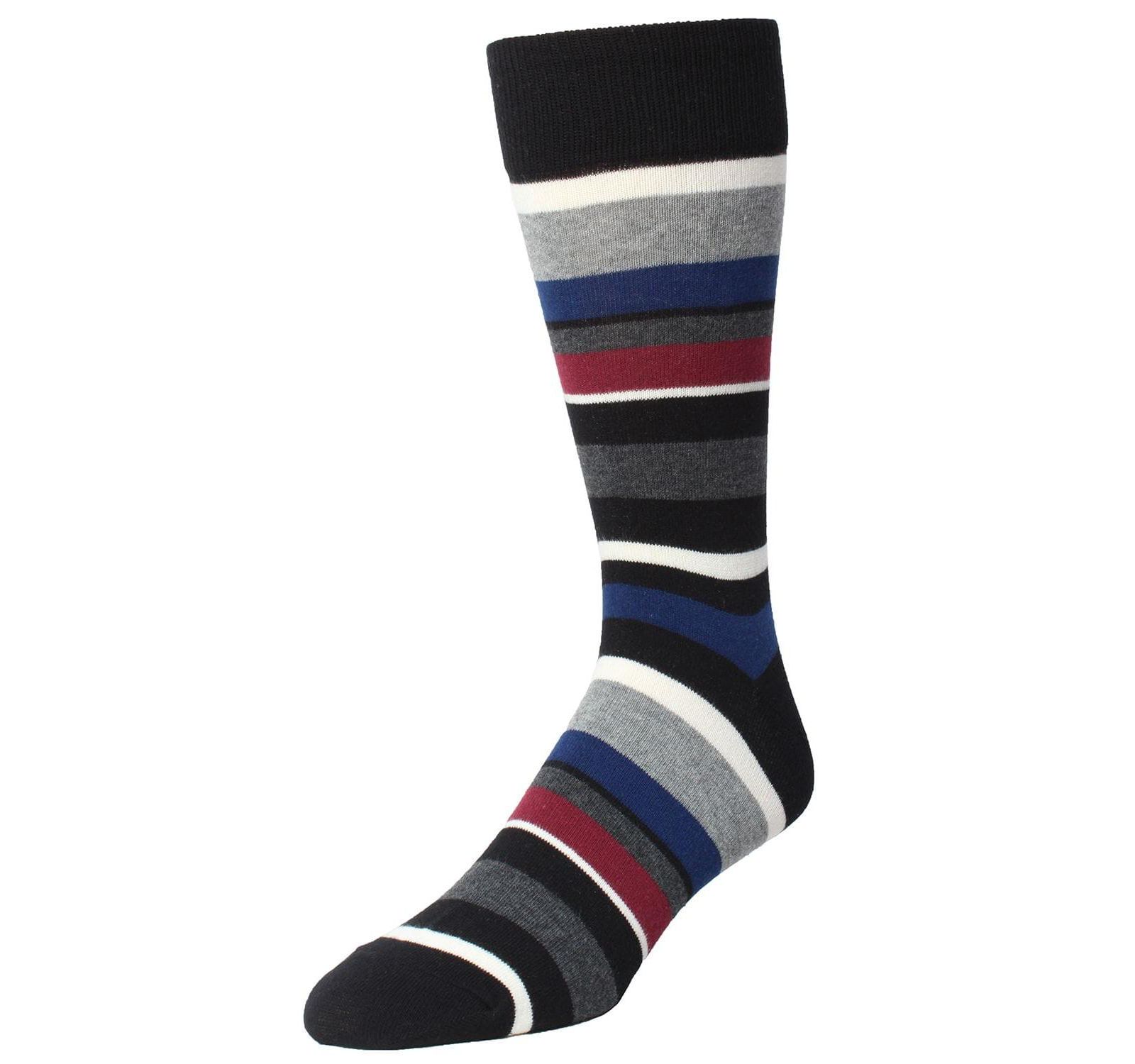 Memoi Boys Bright Stripes Ribbed Cotton Crew Socks