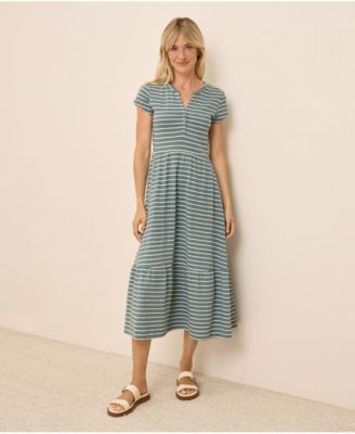 Pact Women's Organic Cotton Relaxed Slub Henley Market Dress