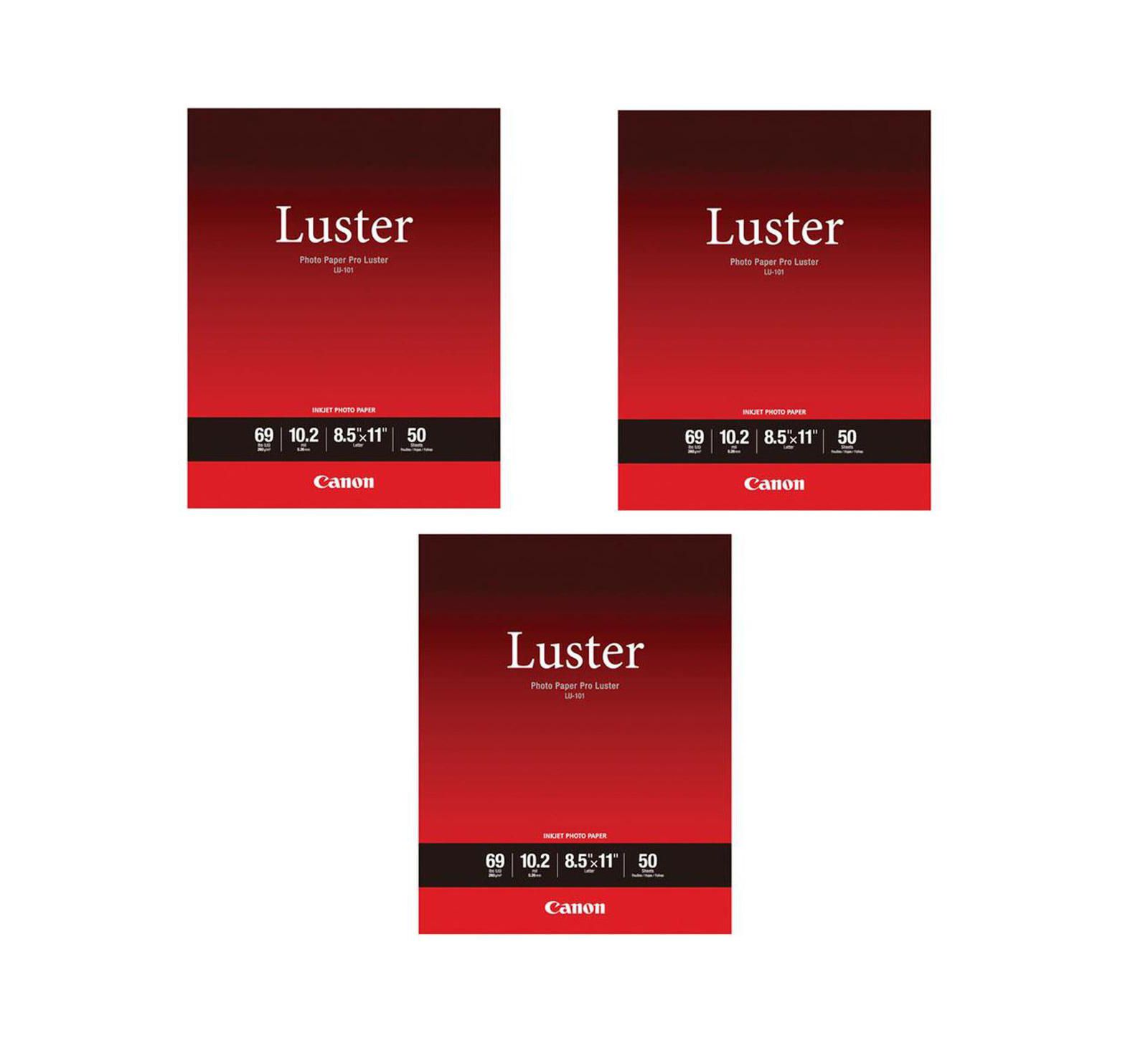 Canon 3 Pack LU-101 Pro Luster Photo Paper (8.5x11"), 50 Sheets