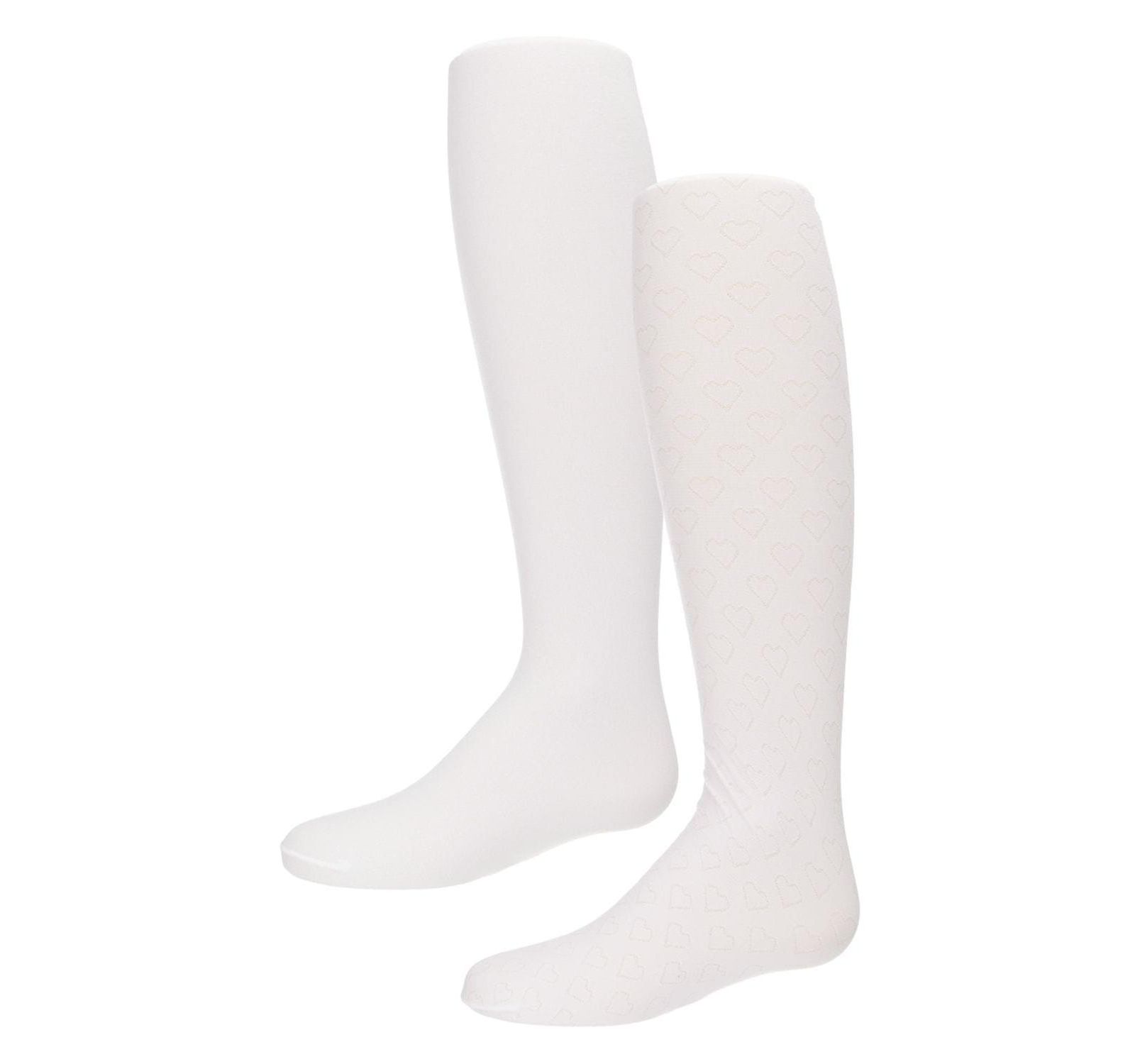 Memoi Girls' 2 Pair Pack Nylon Heart Tights