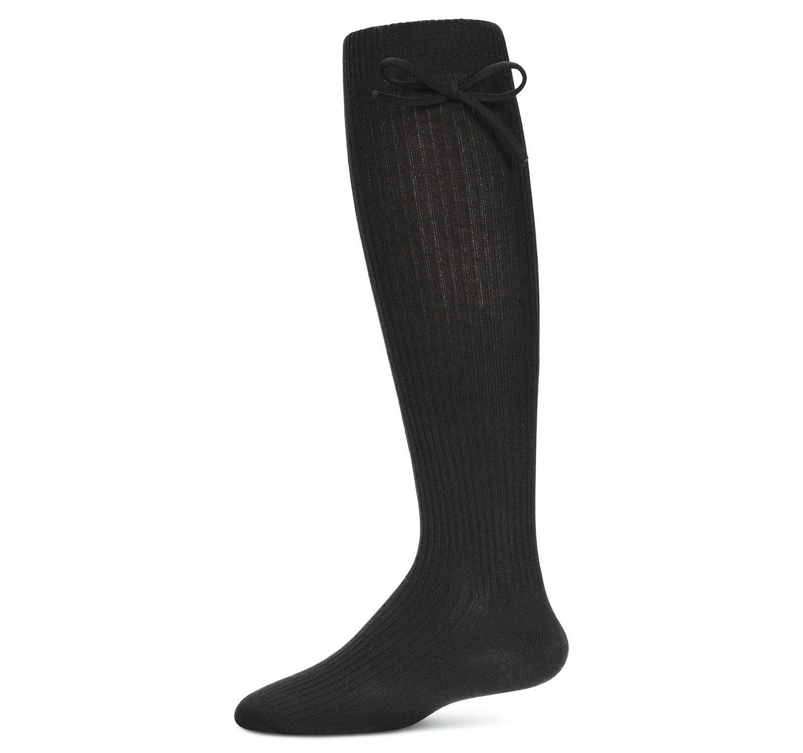 Memoi Big Girls Ribbed Bow Knee-High Socks