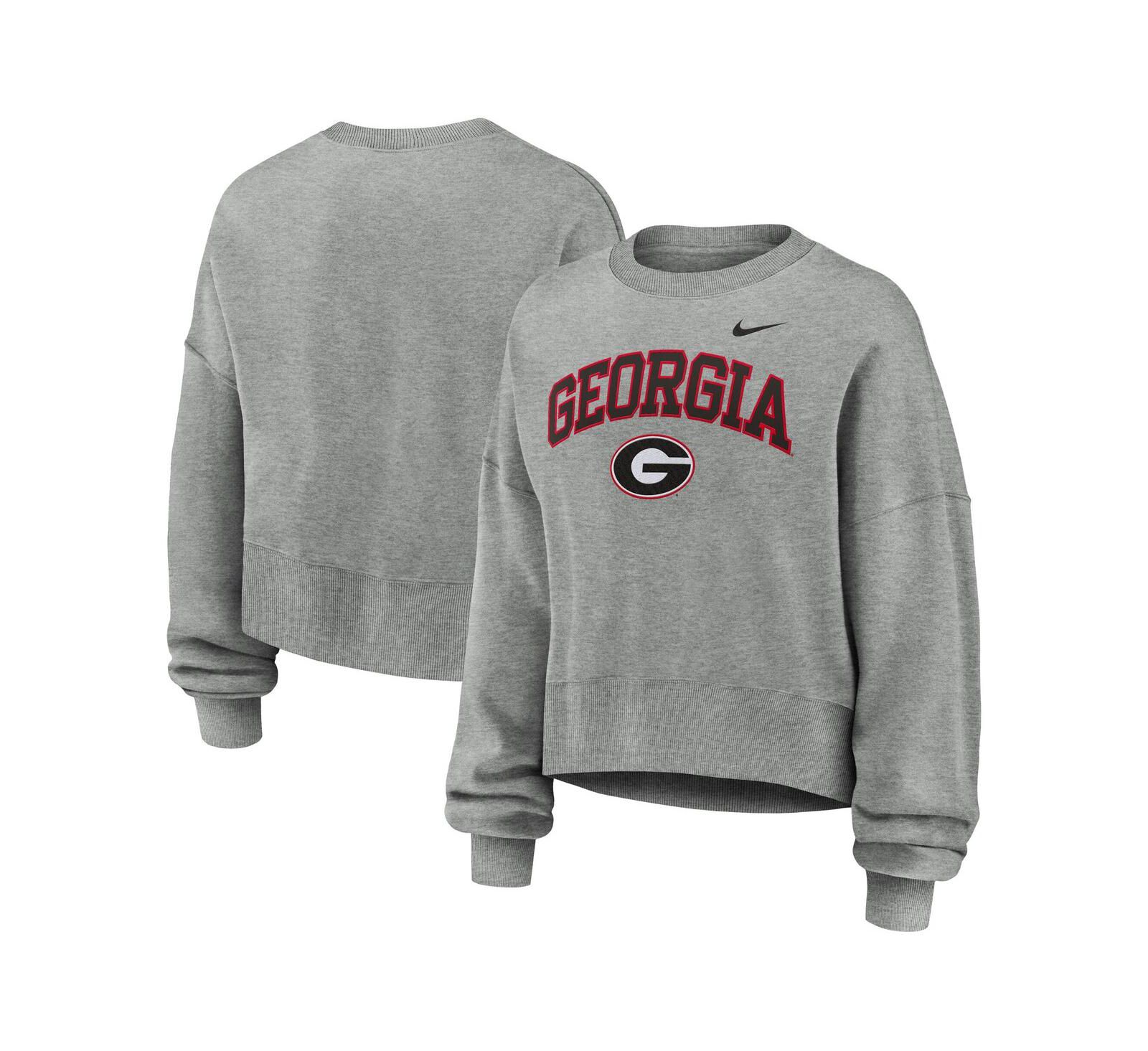 Nike Women's Heather Gray Georgia Bulldogs Oversized Phoenix Arch Pullover Sweatshirt