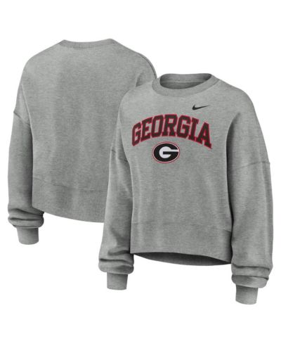 Nike Women's Heather Gray Georgia Bulldogs Oversized Phoenix Arch Pullover Sweatshirt