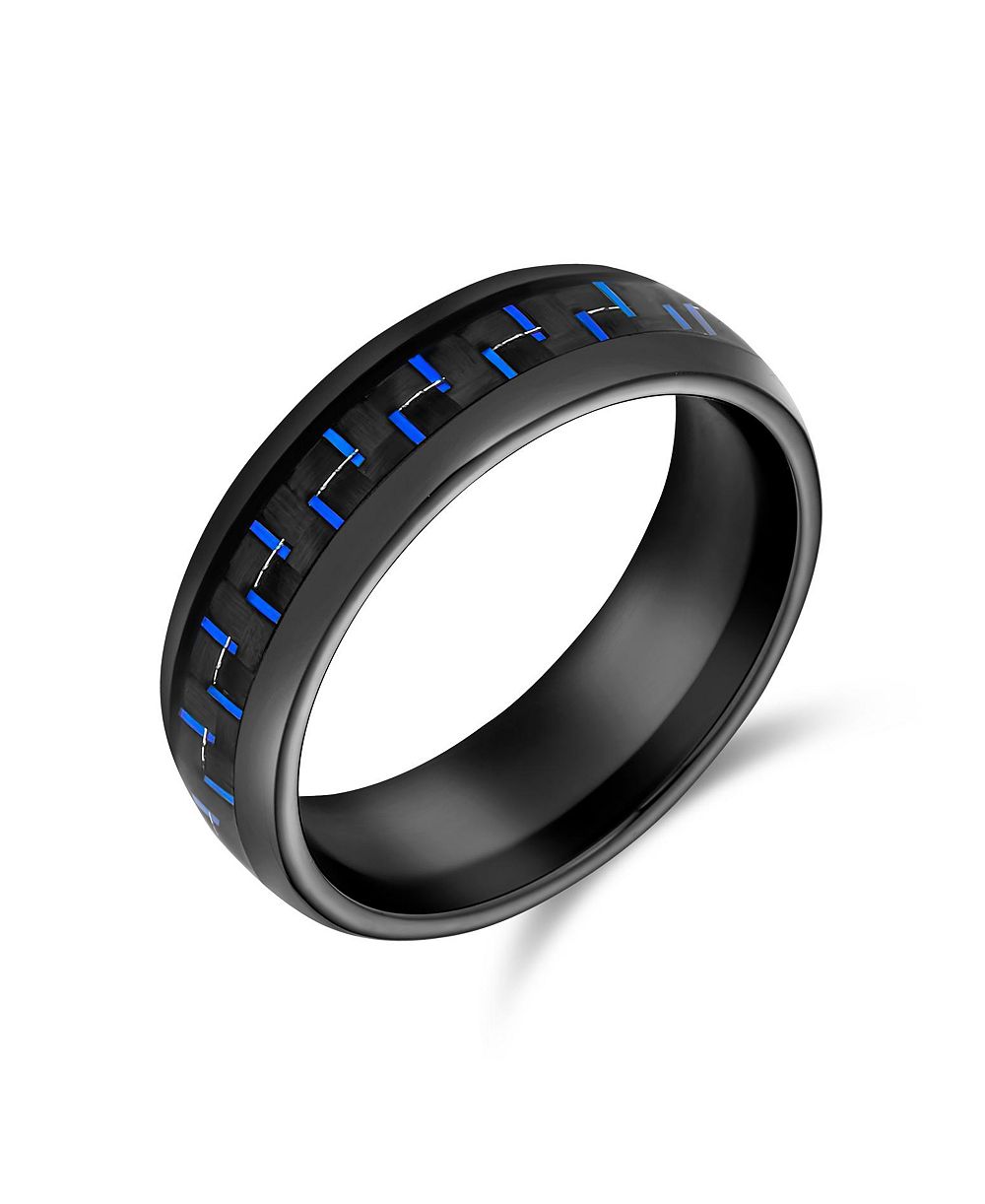 Парные титановые кольца Bling Jewelry с геометрическим узором и карбоновым напылением, 8MM