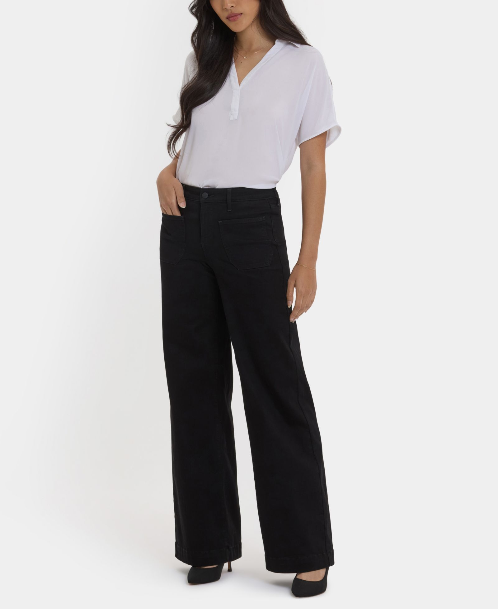 NYDJ Women's Teresa Wide Leg Patch Pocket Jeans