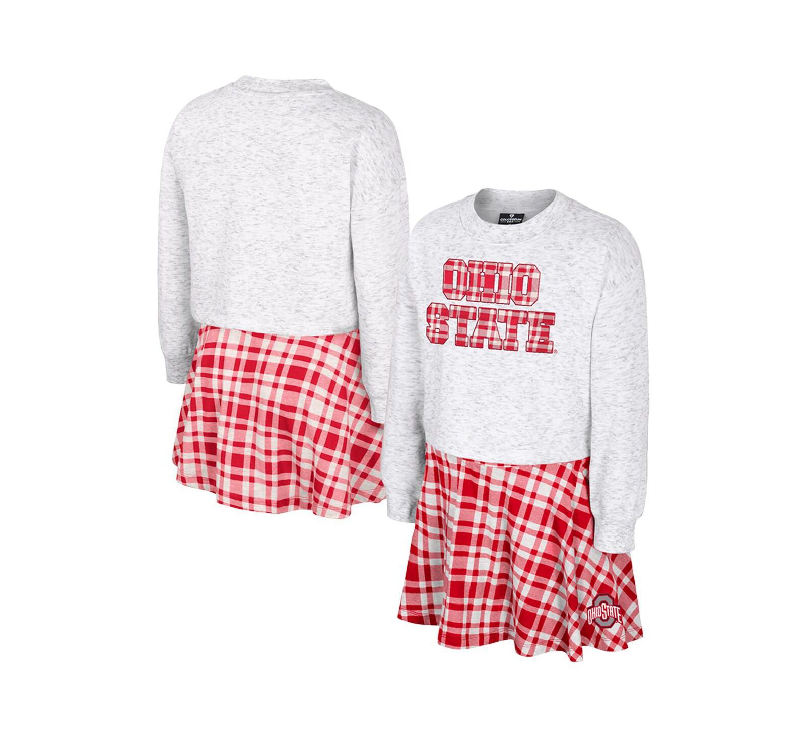Детский комплект из юбки и топа Marceline Plaid в серых цветах Ohio State Buckeyes