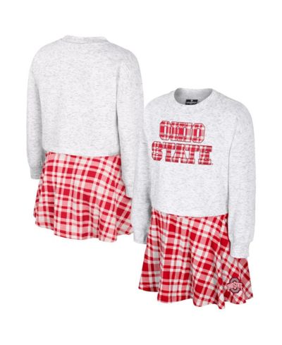 Детский комплект из юбки и топа Marceline Plaid в серых цветах Ohio State Buckeyes