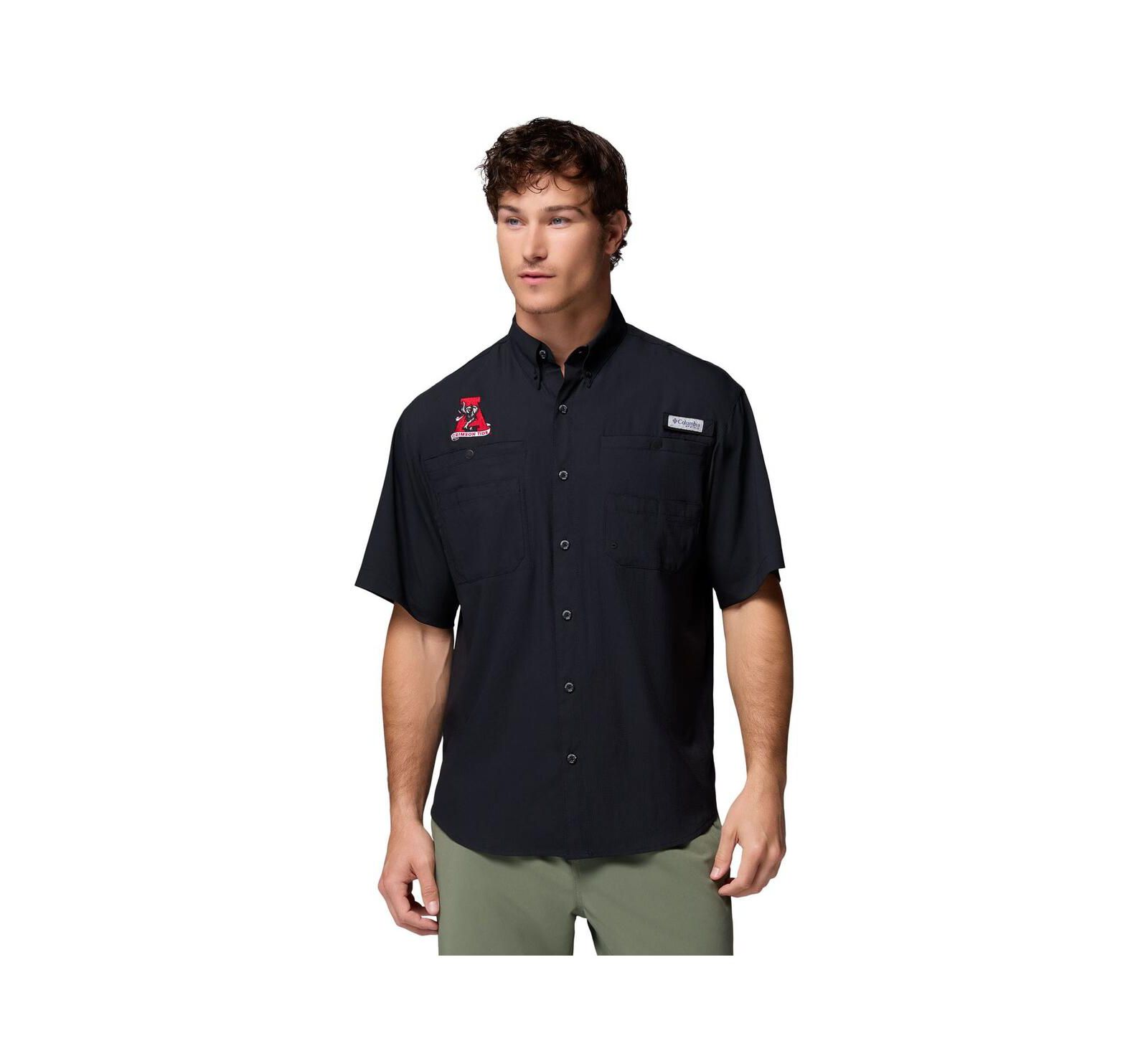 Мужская рубашка Columbia Black Alabama Crimson Tide Tamiami Omni-Shade на пуговицах