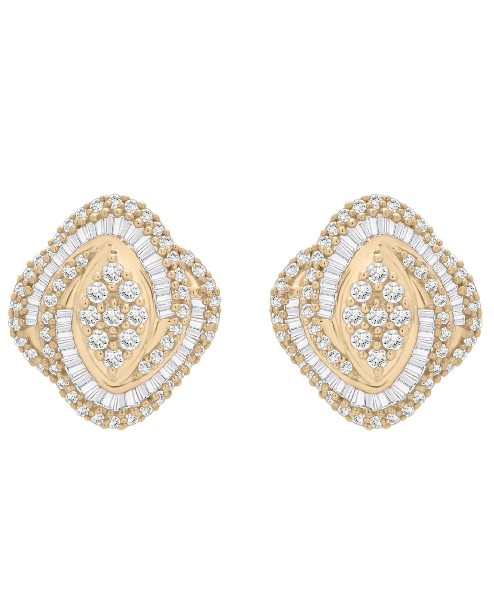Серьги Wrapped in Love Diamond Baguette & Round Cluster (1 ct. t.w.) в 14K Yellow Gold