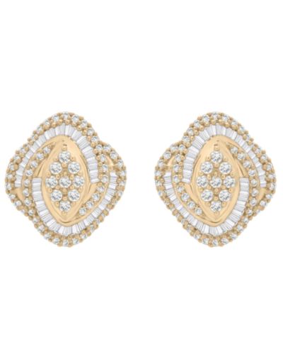Wrapped in Love Diamond Baguette & Round Cluster Earrings (1 ct. t.w.) in 14K Yellow Gold, Macy's Exclusive