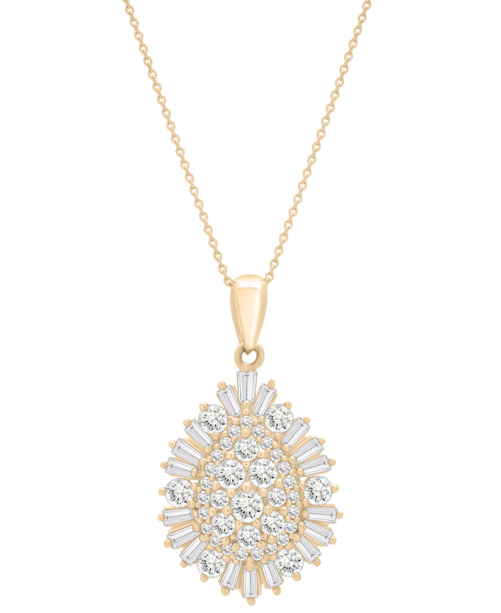 Колье Wrapped in Love Diamond Baguette & Round Cluster Pendant (1 ct. t.w.) в 14K желтом золоте