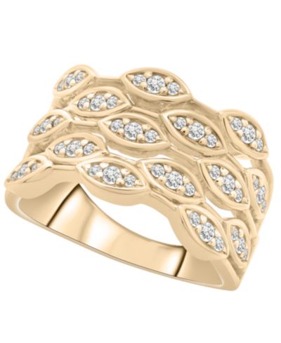 Кольцо Wrapped in Love Diamond Station Bar Ring (1/2 ct. t.w.) из желтого золота 14K