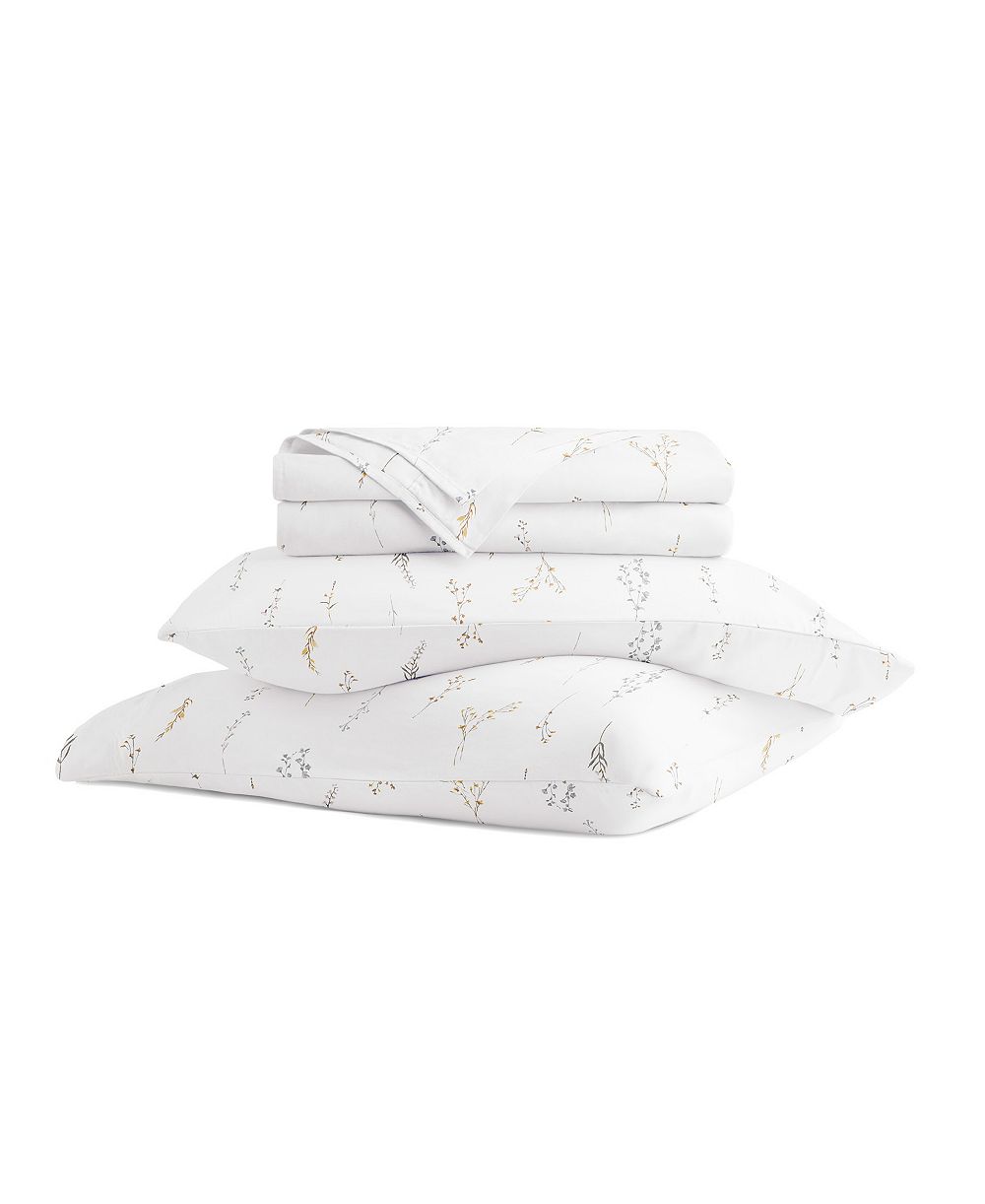 Long Staple 300-Thread Count Cotton Pattern 4-Pc. Sheet Set, Queen