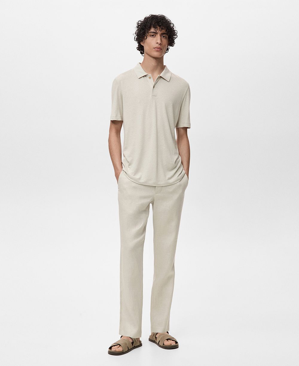 Мужская рубашка-поло Mango Linen Blend Slim Fit
