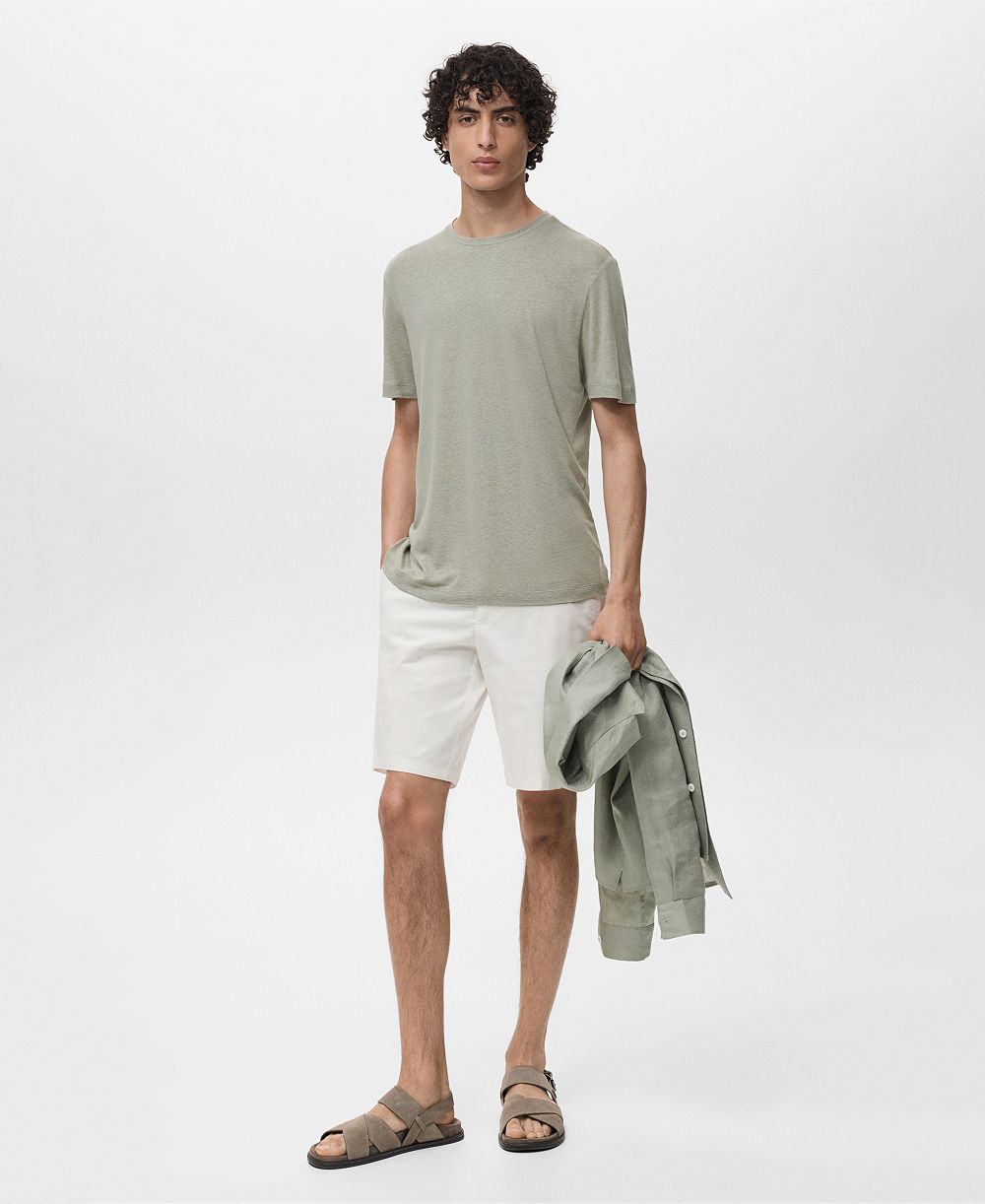 Mango Men's Linen Slim-Fit T-Shirt