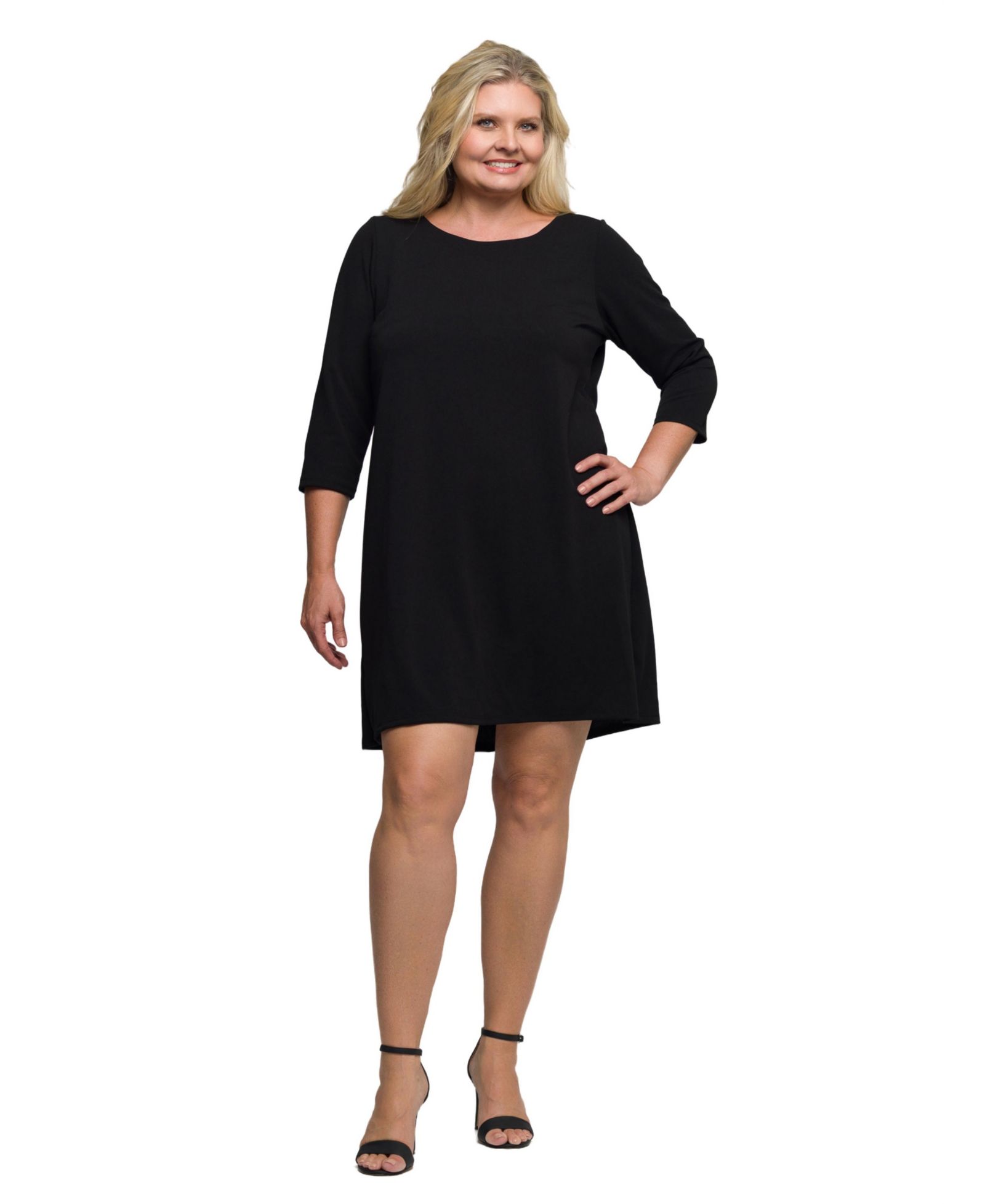 Платье 24seven Comfort Apparel Plus Size A Line три четверти рукава