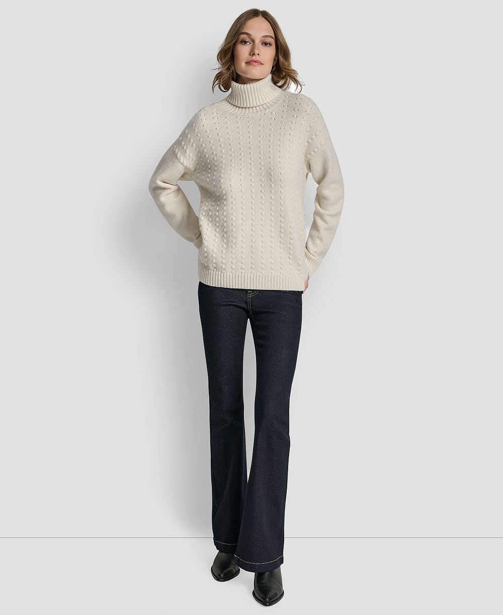 Женский свитер DKNY Jeans с длинным рукавом, горлом-водолазкой и узором "косичка"
