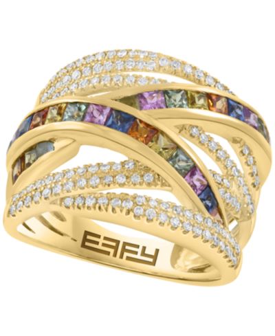 EFFY Collection Diamond (3/8 ct. t.w.) and Gemstone Ring in 14k White Gold (also in Rose Gold and Yellow Gold)